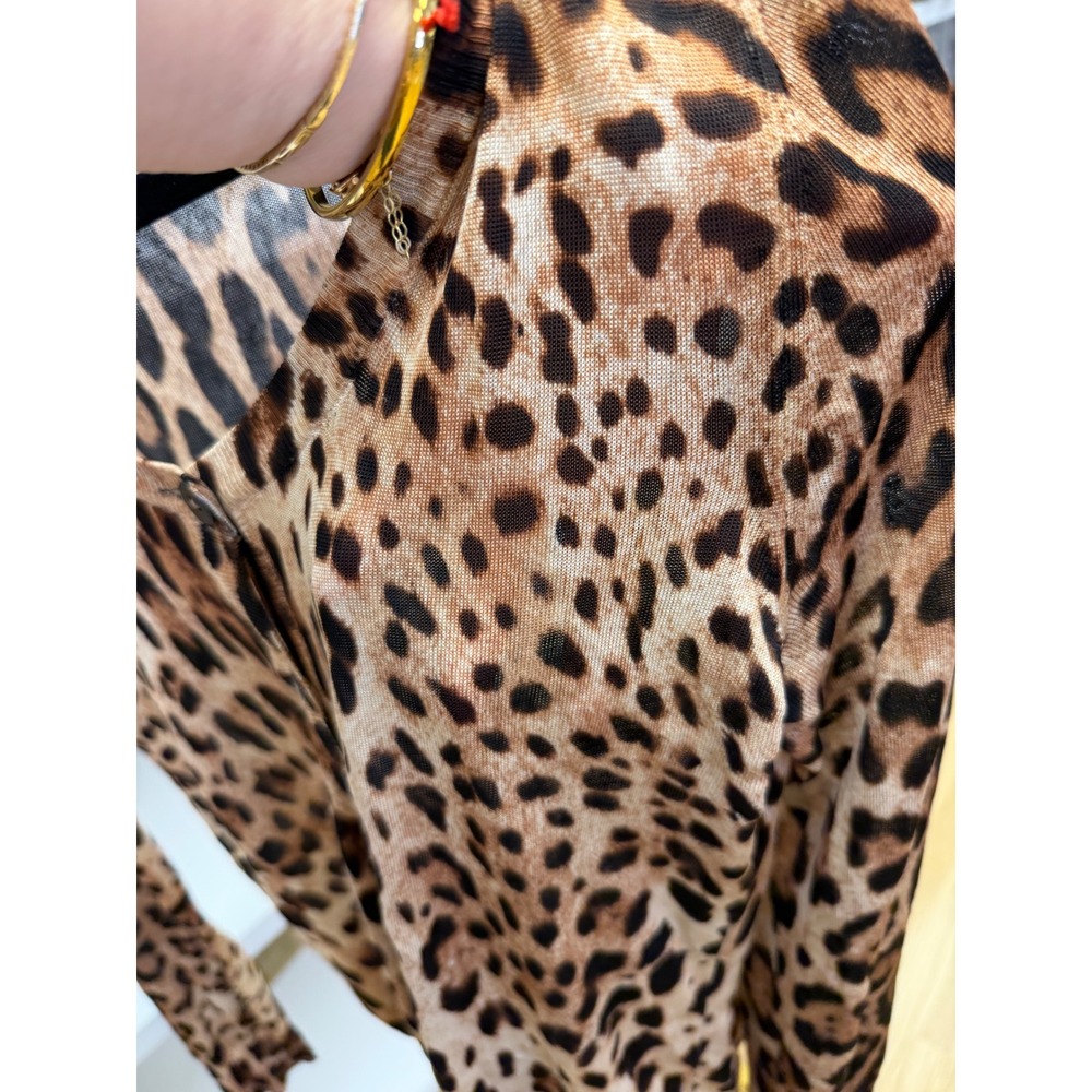 Dolce & Gabbana Leopard Print Semi Sheer V Neck Cardigan Made Italy Sz 42 US M - Picture 10 of 16